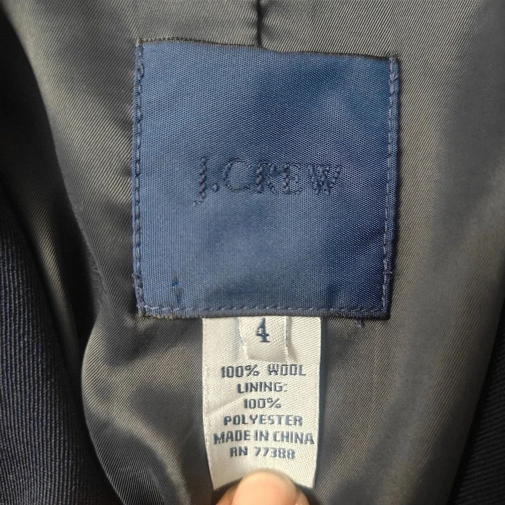 J.Crew Blazer Womens 4 Navy Tailored‎ Wool 2Button NotchedLapel SingleBreasted